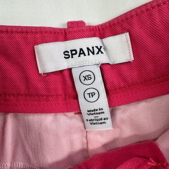 Spanx Shorts Womens XS Pink Tulip Twill 5" High Rise Chino Stretch Smooth Casual - Picture 4 of 12